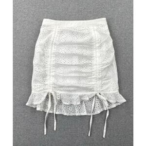 Current Mood White Eyelet Mini Skirt Size XS Ruffle Bows Coquette 100% Cotton